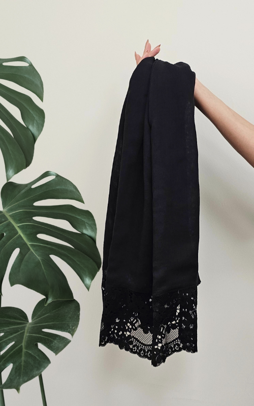 طرحة بوال  ياباني مع دانتيل~ Japanese Voile Lace Scarf 22