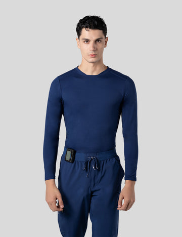 اندر سكراب بريميوم سوفت بآكمام طويلة ~ Premium-Soft Long Sleeve Under Scrub. || NAVY BLUE MUSTWEAR
