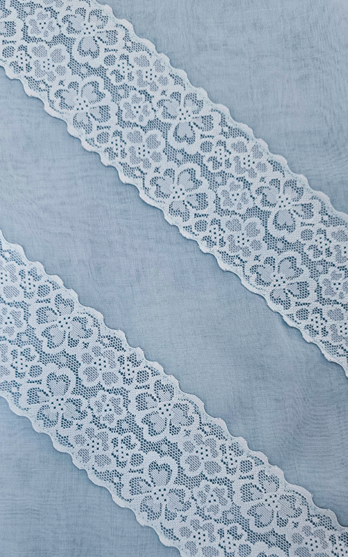 طرحة بوالياباني مع دانتيل~ Japanese Voile Lace Scarf 40 
