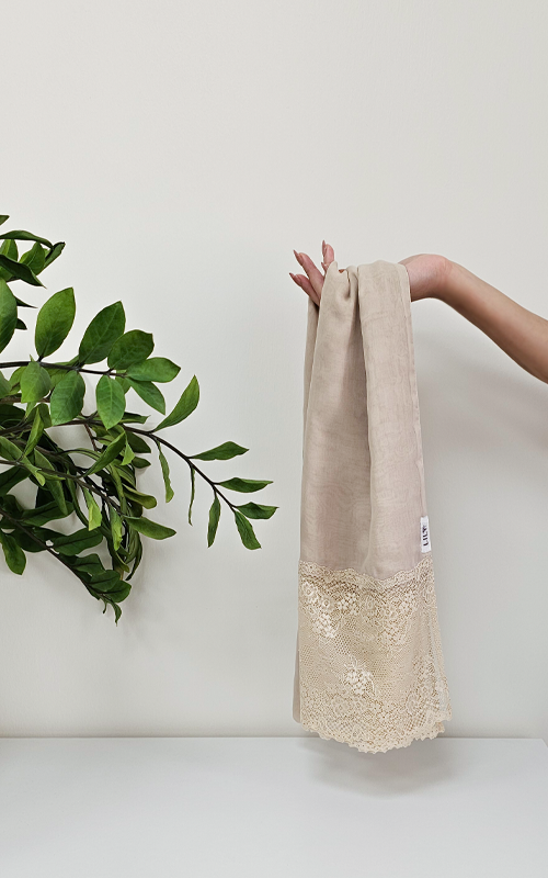 طرحة بوالياباني مع دانتيل~ Japanese Voile Lace Scarf 42 