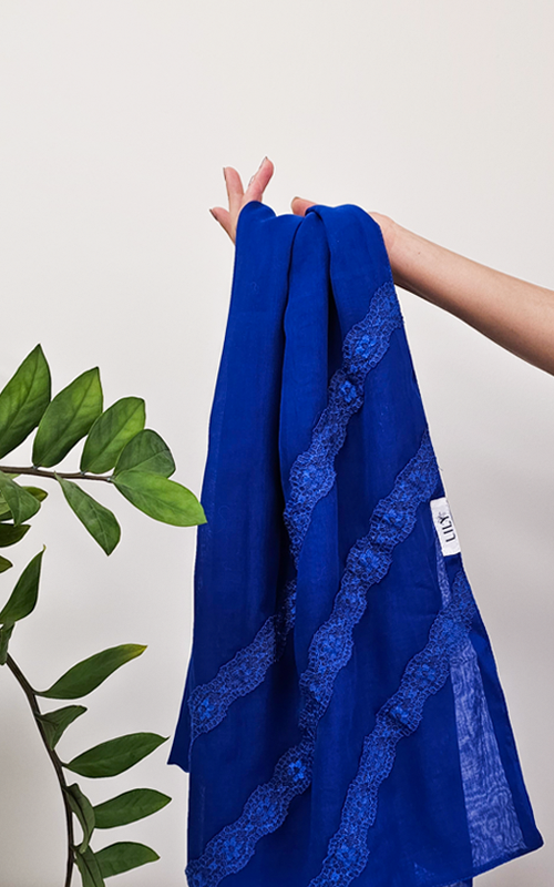 طرحة بوالياباني مع دانتيل~ Japanese Voile Lace Scarf 41 