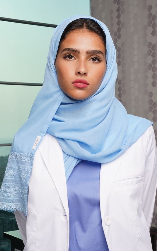 طرحة بوالياباني مع دانتيل~ Japanese Voile Lace Scarf 13 